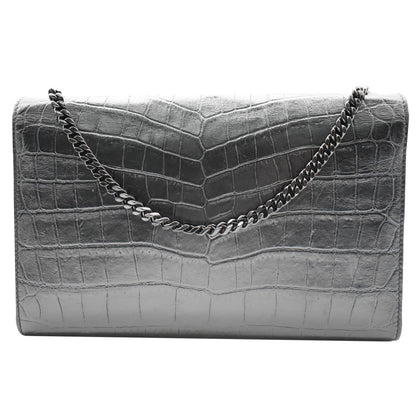 YVES SAINT LAURENT WOC Crocodile-Embossed Shoulder Bag Black  - Hot Deals