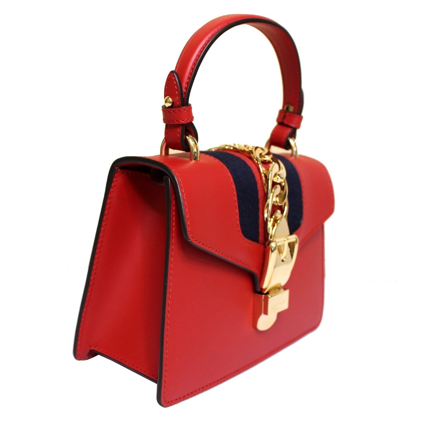 GUCCI Sylvie Mini Leather Crossbody Bag Red 470270