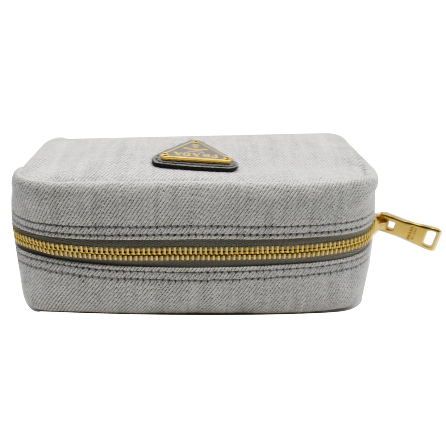 PRADA Milano Denim Canvas Pouch Bag Grey - 10% OFF