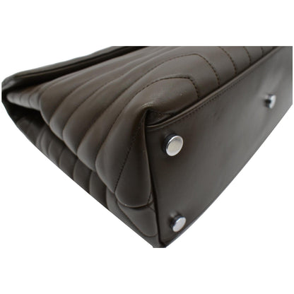 YVES SAINT LAURENT Large Loulou Calfskin Matelasse Chain Shoulder Bag Khaki Green