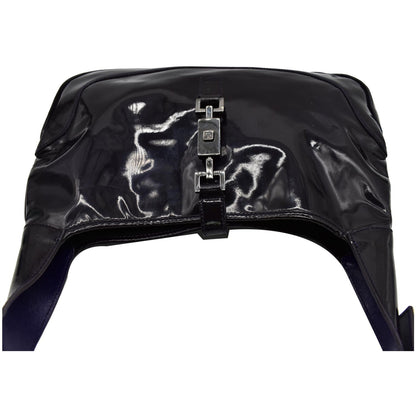 GUCCI Jackie Patent Leather Shoulder Bag Dark Purple 001-3306