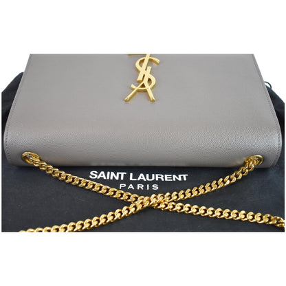 YVES SAINT LAURENT Kate Medium Leather Crossbody Bag Grey