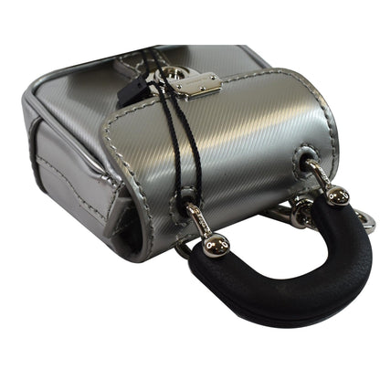 BURBERRY Trench Patent Leather Charm Coin Purse Bag Black/Silver