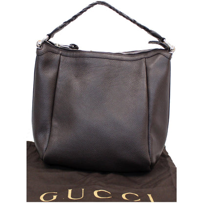 GUCCI Bamboo Bar Grained Calfskin Hobo Bag Dark Brown 336655