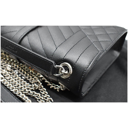 YVES SAINT LAURENT Envelope Medium Chain Leather Shoulder Bag Black