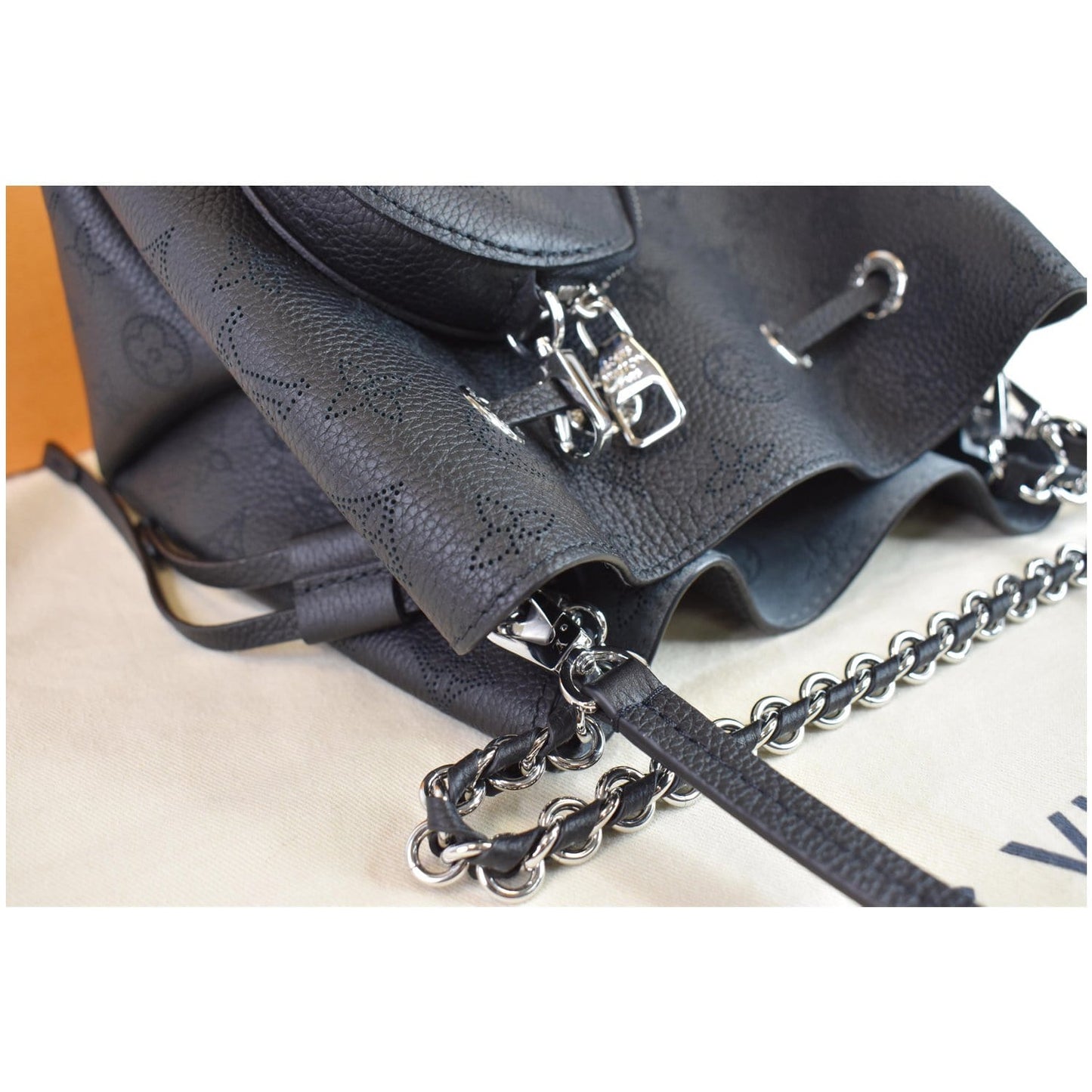 LOUIS VUITTON Bella Mahina Calf Leather Crossbody Bag Black