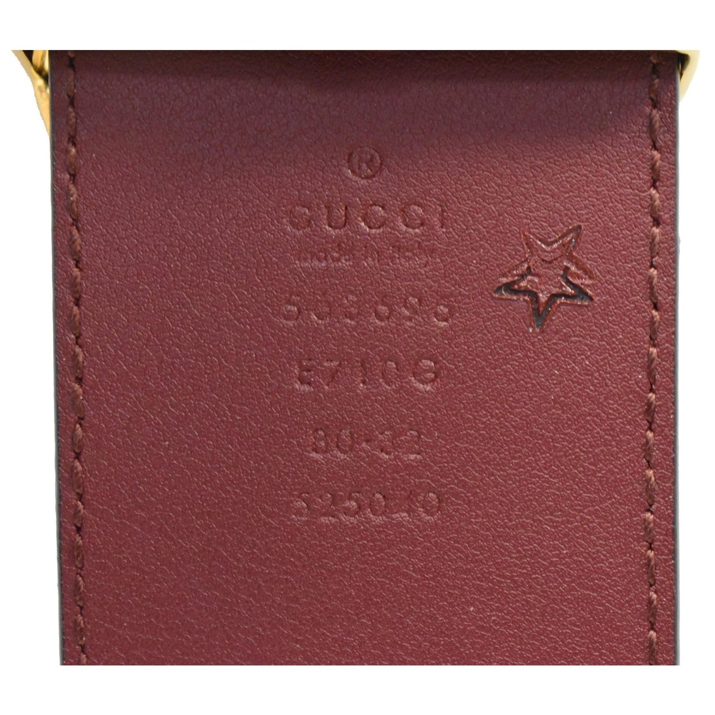 GUCCI Lizard Double G Buckle Calfskin Leather Belt Bordeaux Size 80/32 563696 - 15% OFF