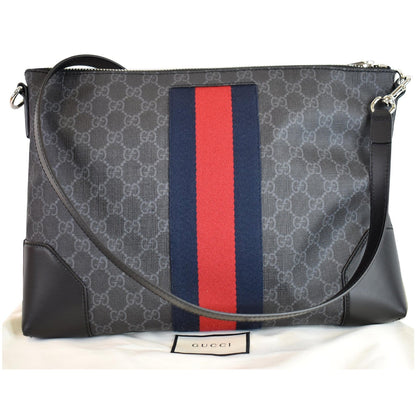 GUCCI GG Supreme Web Messenger Bag Black 474139