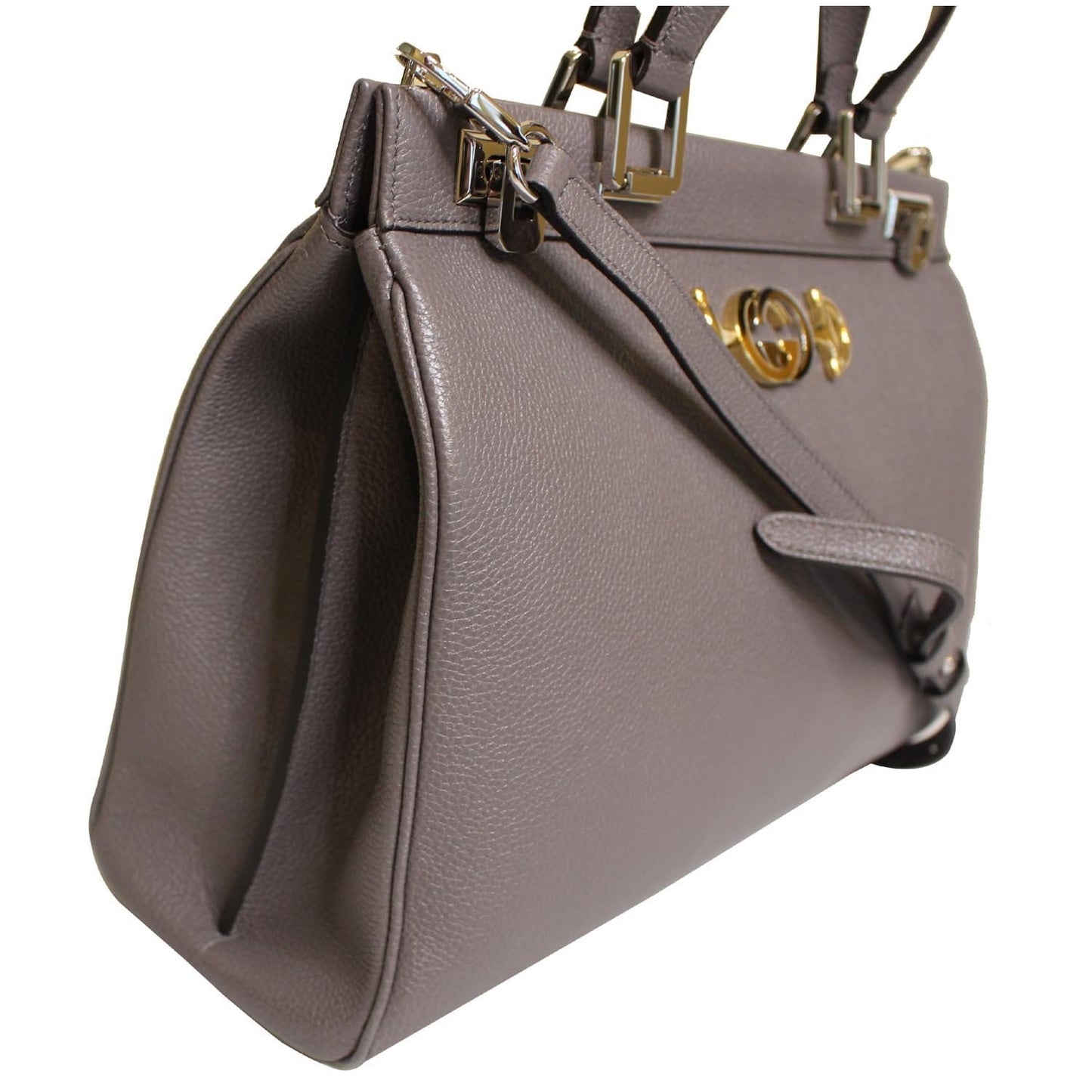 Gucci Zumi Medium Grainy Leather Top Handle Bag Dusty Grey 564714