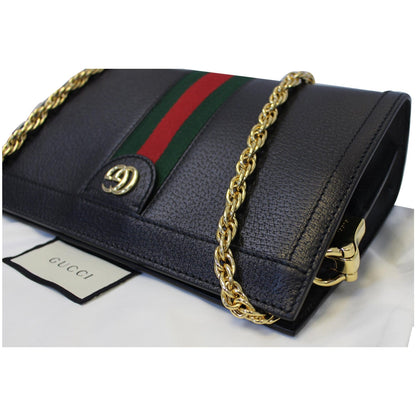 GUCCI Ophidia Small Web Calfskin Shoulder Bag Black 503877