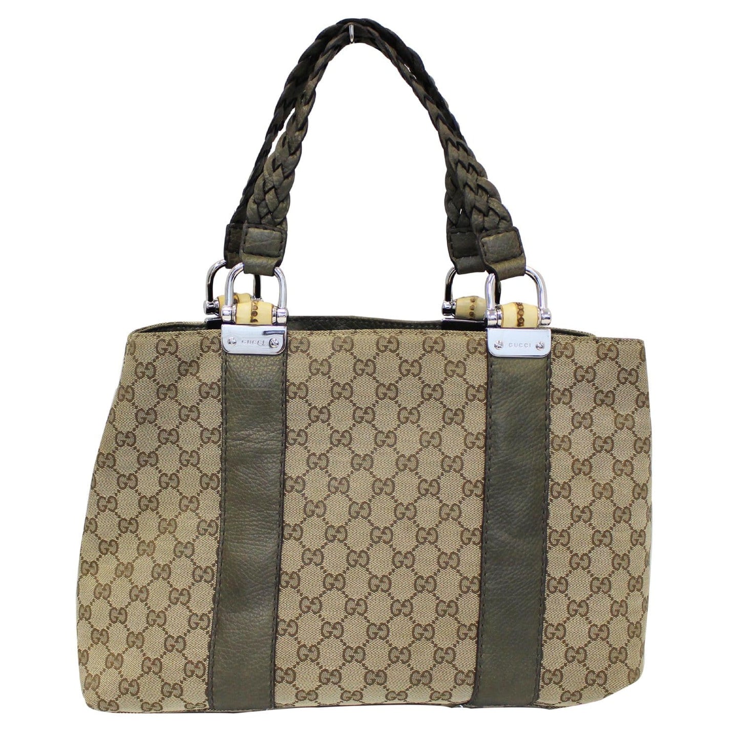 GUCCI Bamboo Bar GG Canvas Tote Bag Beige 232947