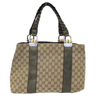 GUCCI Bamboo Bar GG Canvas Tote Bag Beige 232947