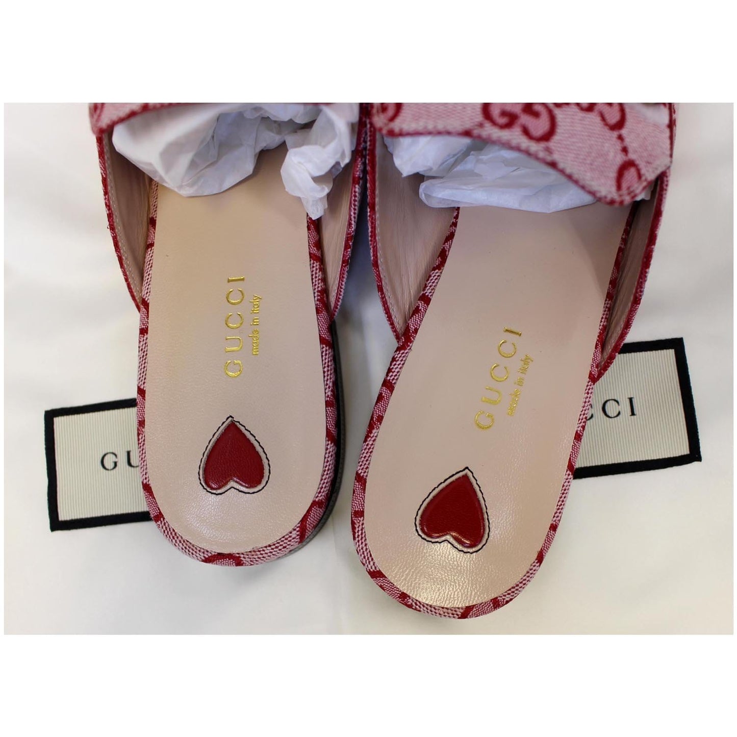 GUCCI Princetown GG Canvas Horsebit Slippers Red US 9