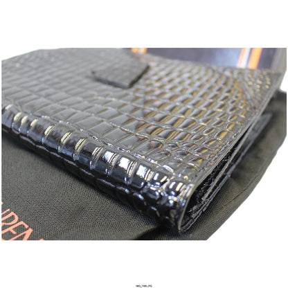YVES SAINT LAURENT Black Crocodile Leather Clutch Bag