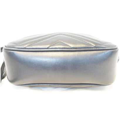 GUCCI GG Marmont Matelasse Mini Leather Crossbody Bag Black 448065