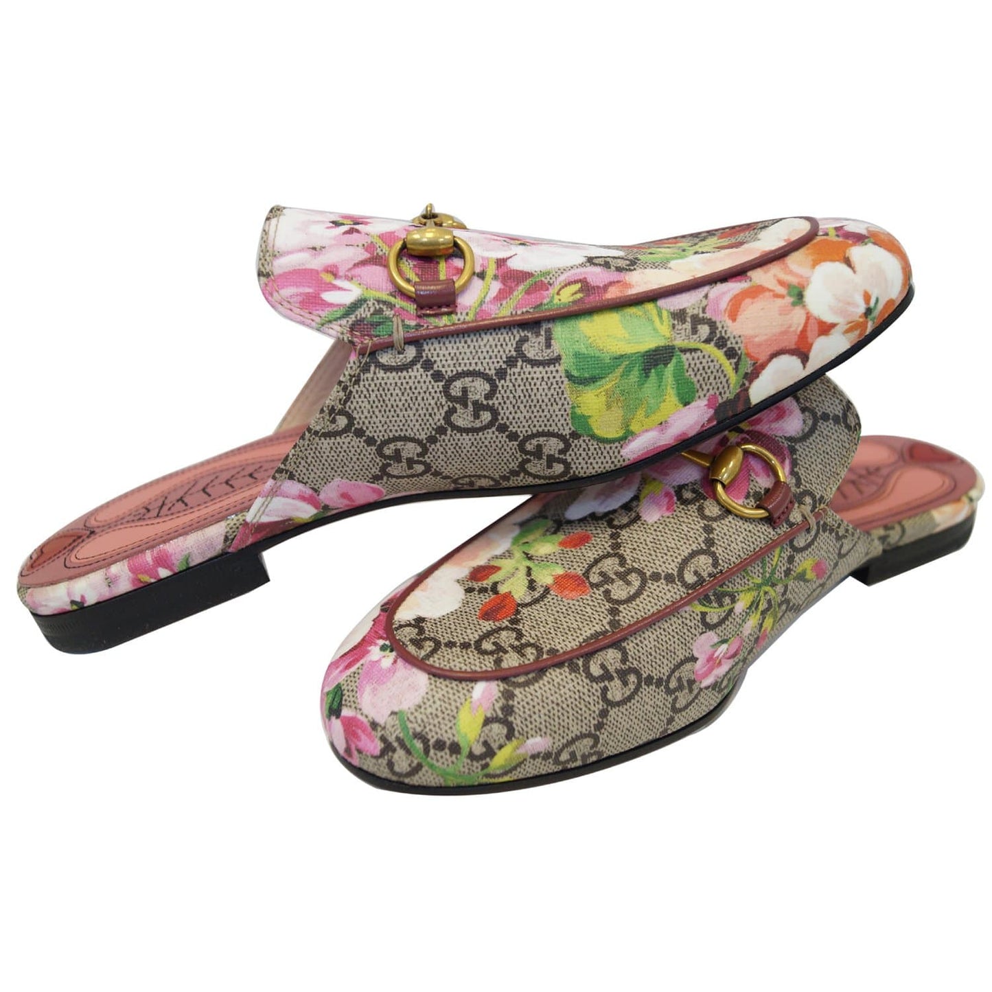 GUCCI Princetown GG Canvas Horsebit Blooms Slipper Pink US 6 432772