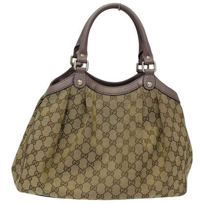 GUCCI Sukey Medium  GG Canvas Tote Bag Beige 211944