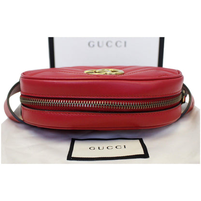 GUCCI GG Marmont Matelasse Leather Belt Bag 476434 Red