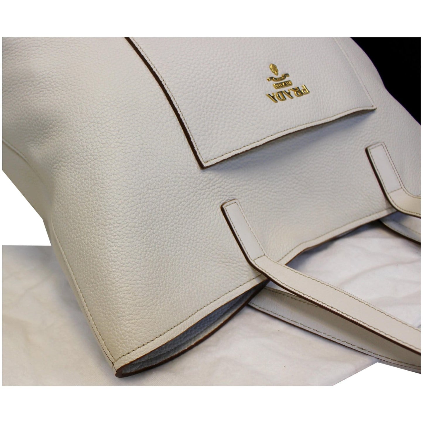 PRADA Large Vitello Daino Shopper Tote Bag White