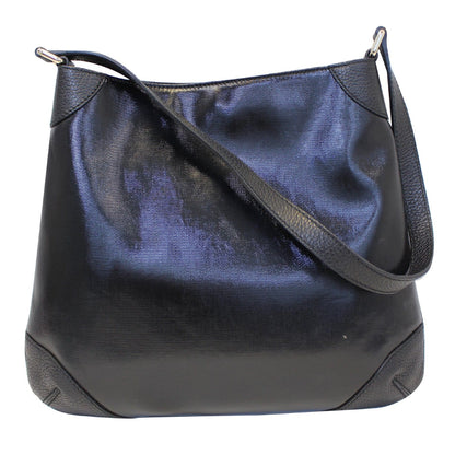 GUCCI Canvas Leather Trim Hobo Bag Black 257296