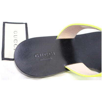 GUCCI GG Marmont Leather Thong Sandal Green 7 US