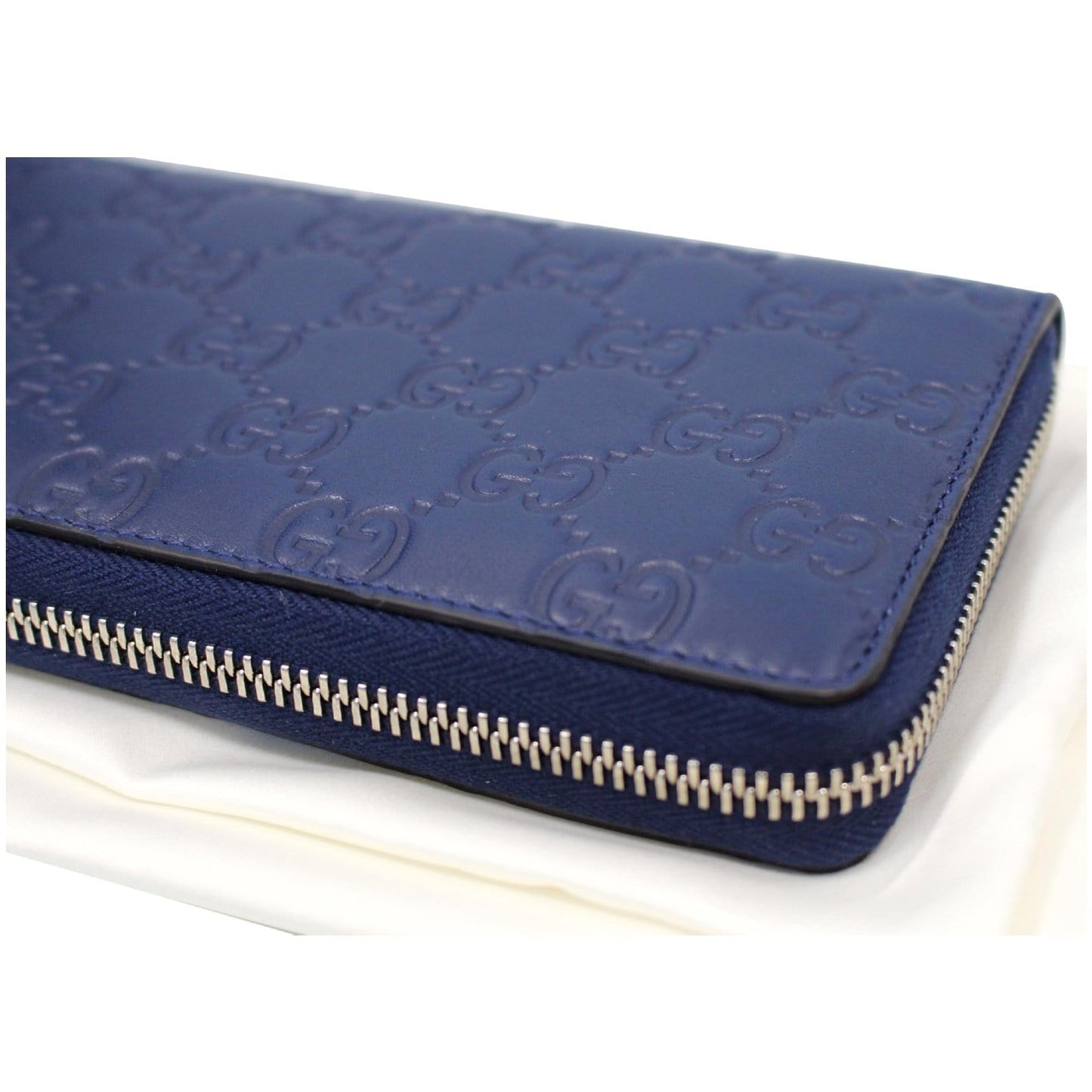 GUCCI Zip Around NY New York Yankees Patch Guccissima Wallet Blue - Last Call