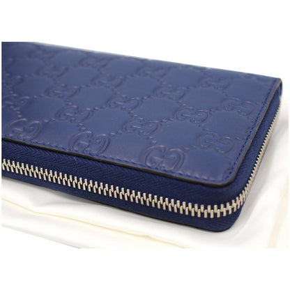 GUCCI Zip Around NY New York Yankees Patch Guccissima Wallet Blue - Last Call