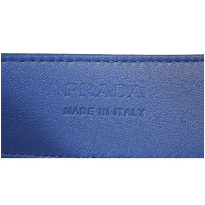 PRADA Round Logo Blue Saffiano Leather Belt Size 40