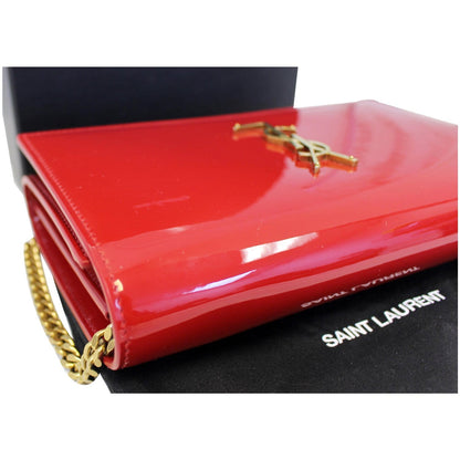 YVES SAINT LAURENT Kate Small Patent Leather Crossbody Bag Red