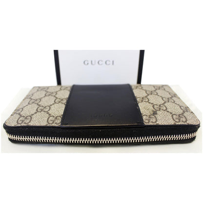 GUCCI GG Supreme Monogram Zip Around Wallet Black