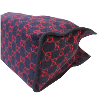 GUCCI GG Wool Tote Shoulder Bag Blue/Red 598169