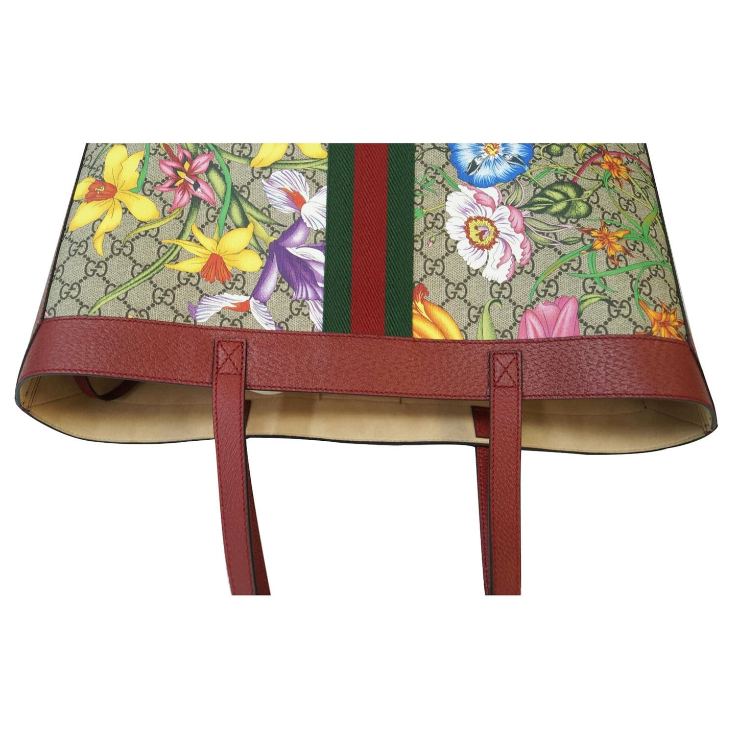 GUCCI Ophidia GG Flora Medium Tote Bag Red 547947