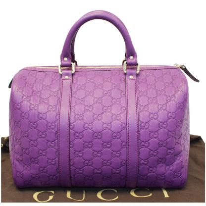 GUCCI Medium Joy Guccissima Leather Boston Bag Purple 265697
