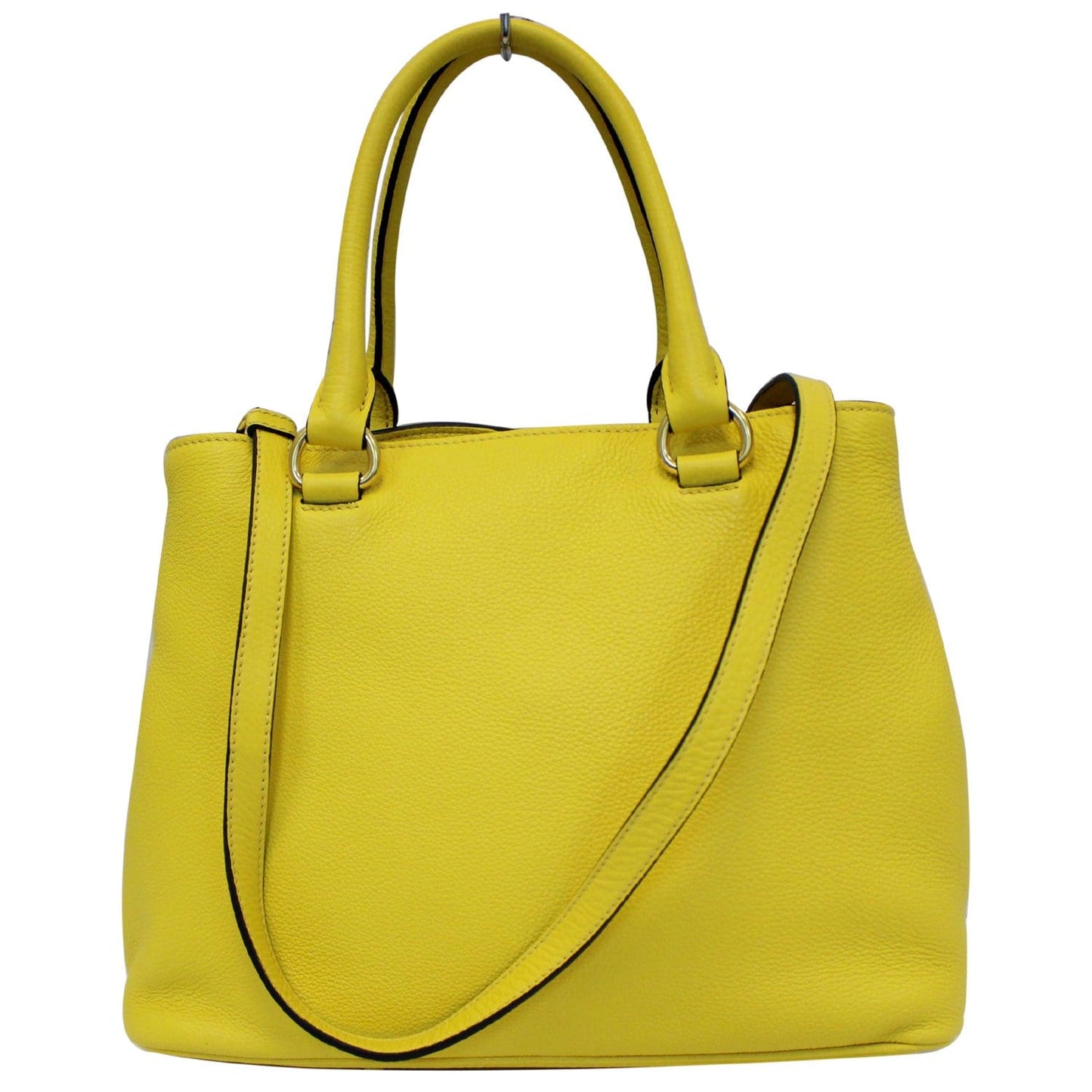 PRADA Vitello Phenix Leather Tote Bag Yellow - 25% OFF