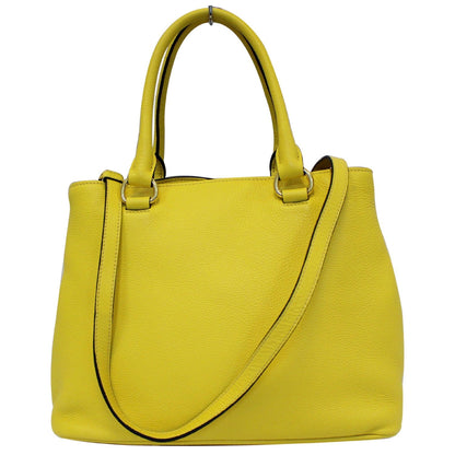PRADA Vitello Phenix Leather Tote Bag Yellow - 25% OFF