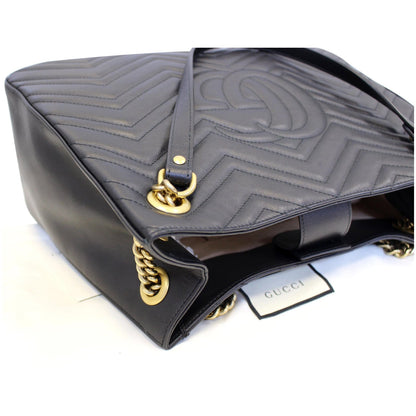 GUCCI GG Marmont Metelasse Medium Quilted Leather Shoulder Bag 453569 Black