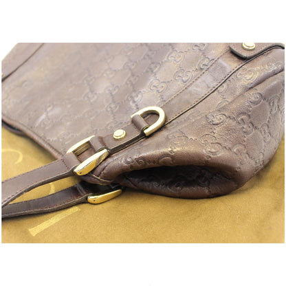 GUCCI Abbey Medium Leather Tote Shoulder Bag Dark Brown