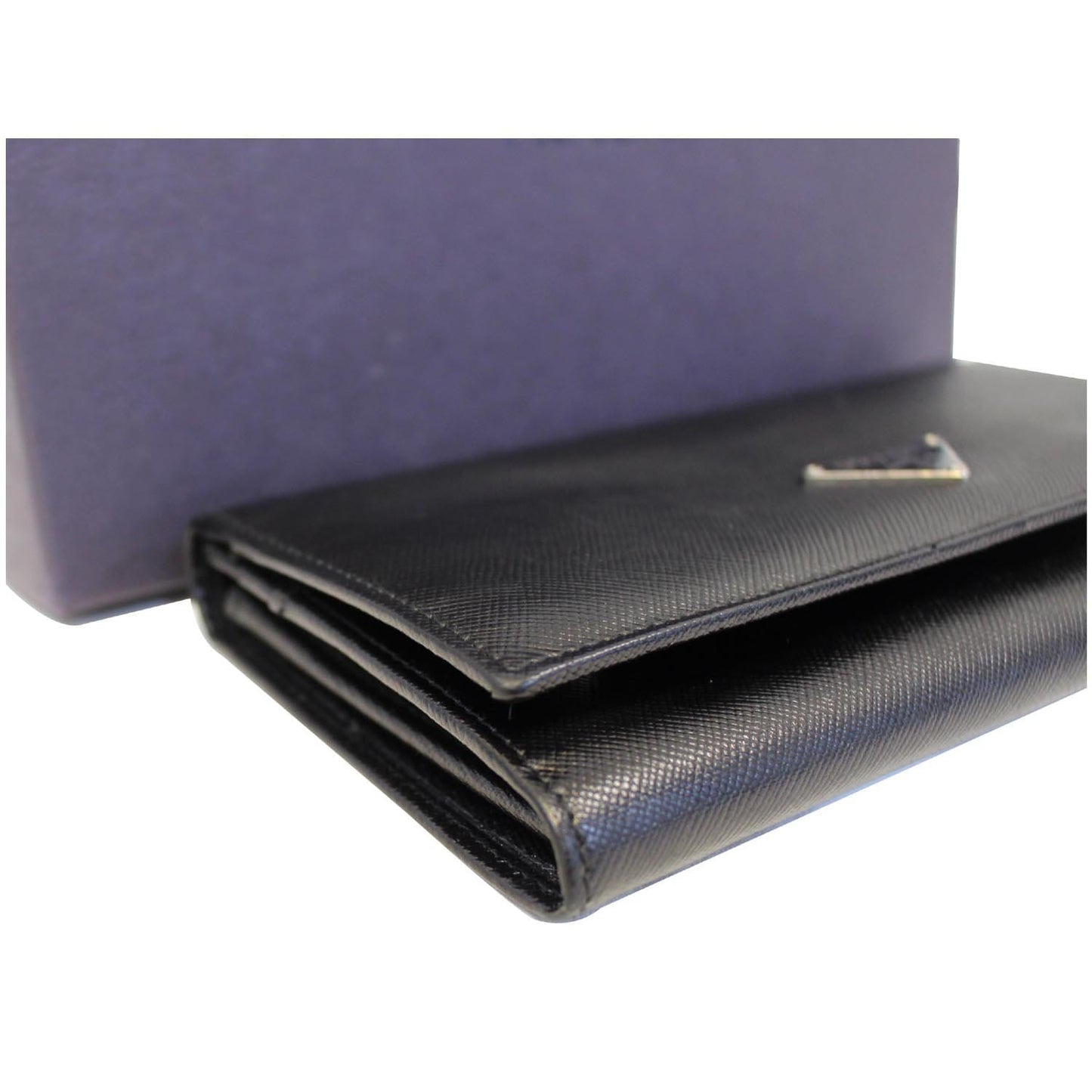 PRADA Saffiano Triangle Continental Flap Wallet