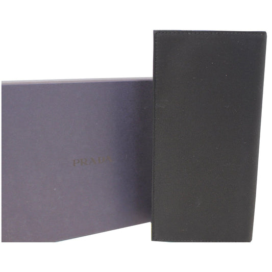 PRADA Nylon Checkbook Cover Wallet Black