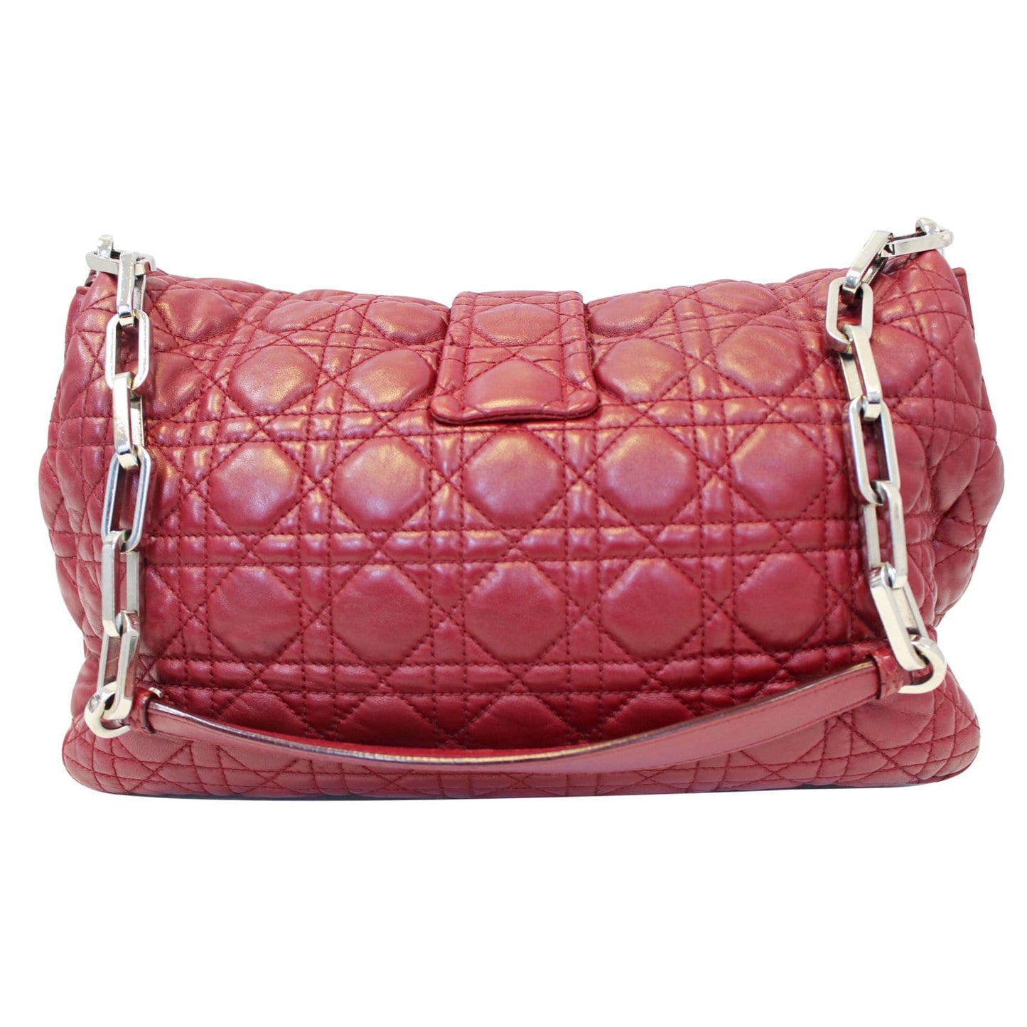 CHRISTIAN DIOR Medium Flap Cannage Leather Shoulder Bag Red