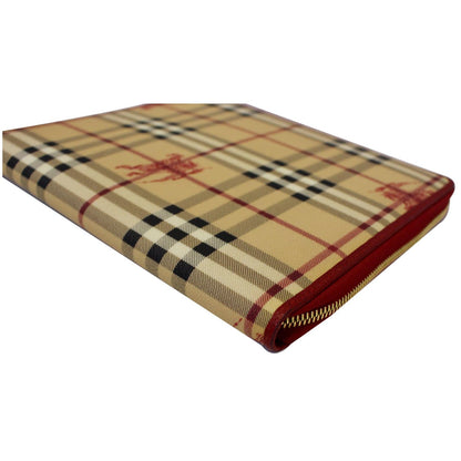 BURBERRY Check Leather iPad Cover Red