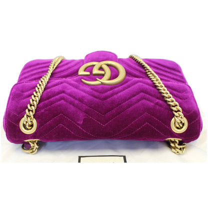 GUCCI GG Marmont Velvet Medium Shoulder Bag Purple 443496