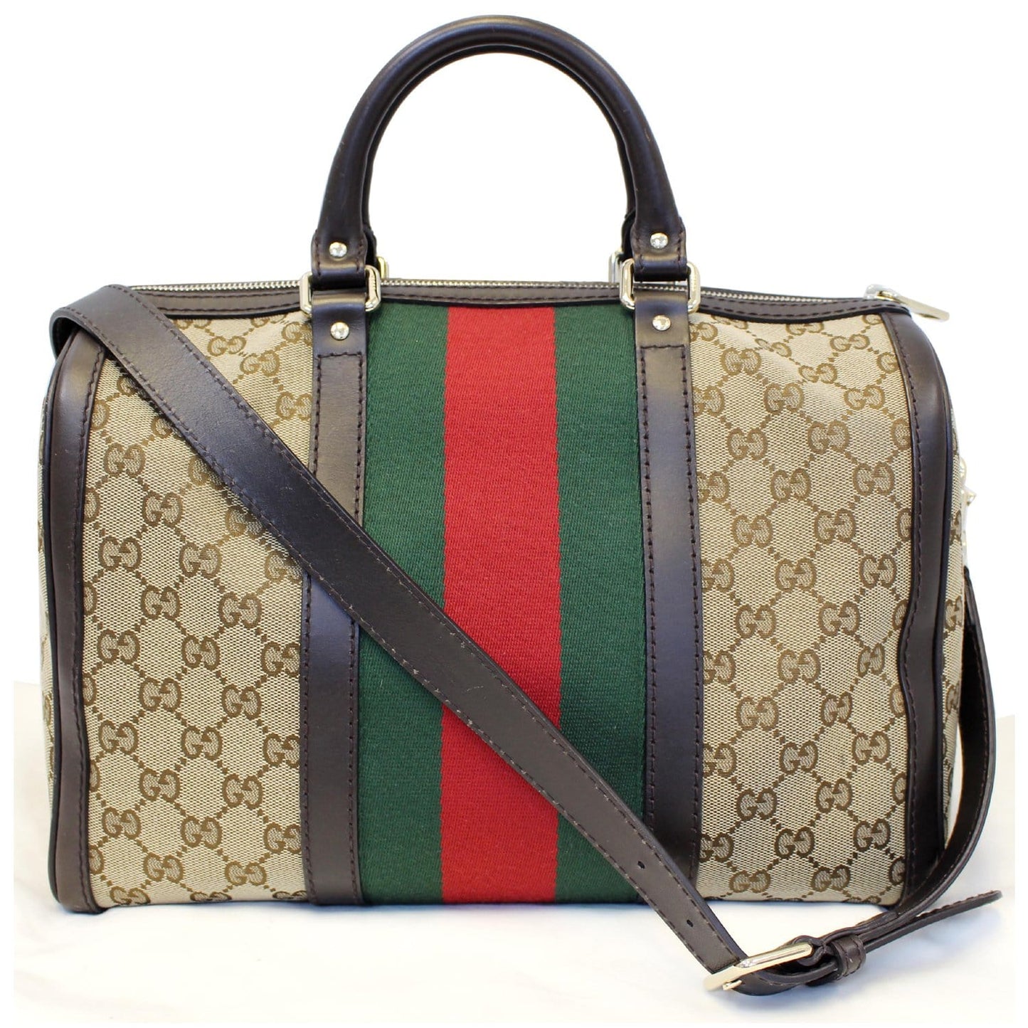 GUCCI Vintage Web Original GG Boston Bag Beige 247205