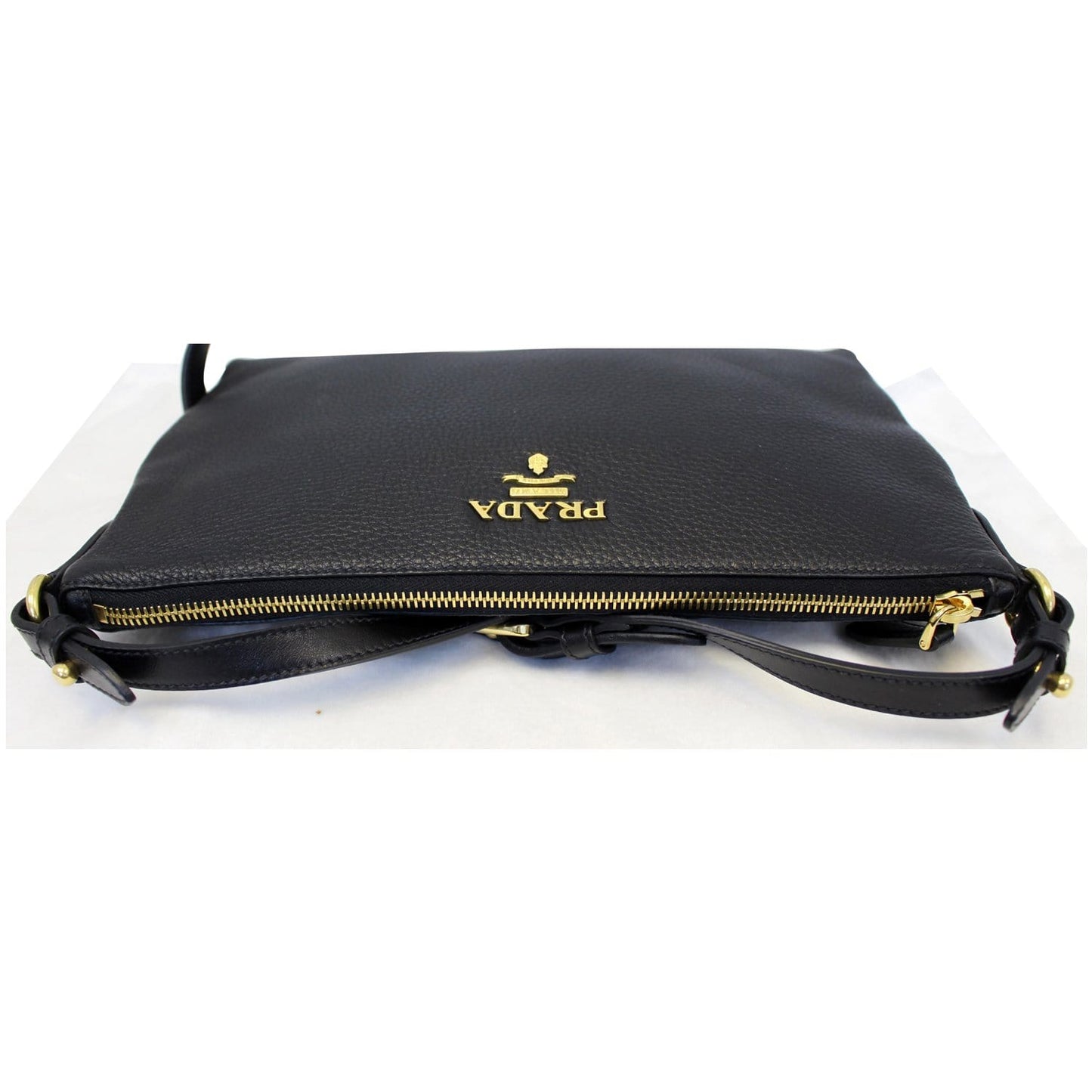 PRADA Vitello Daino Leather Crossbody Bag 1BH050 Black