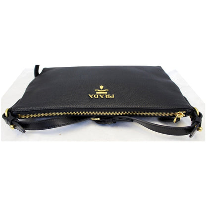 PRADA Vitello Daino Leather Crossbody Bag 1BH050 Black