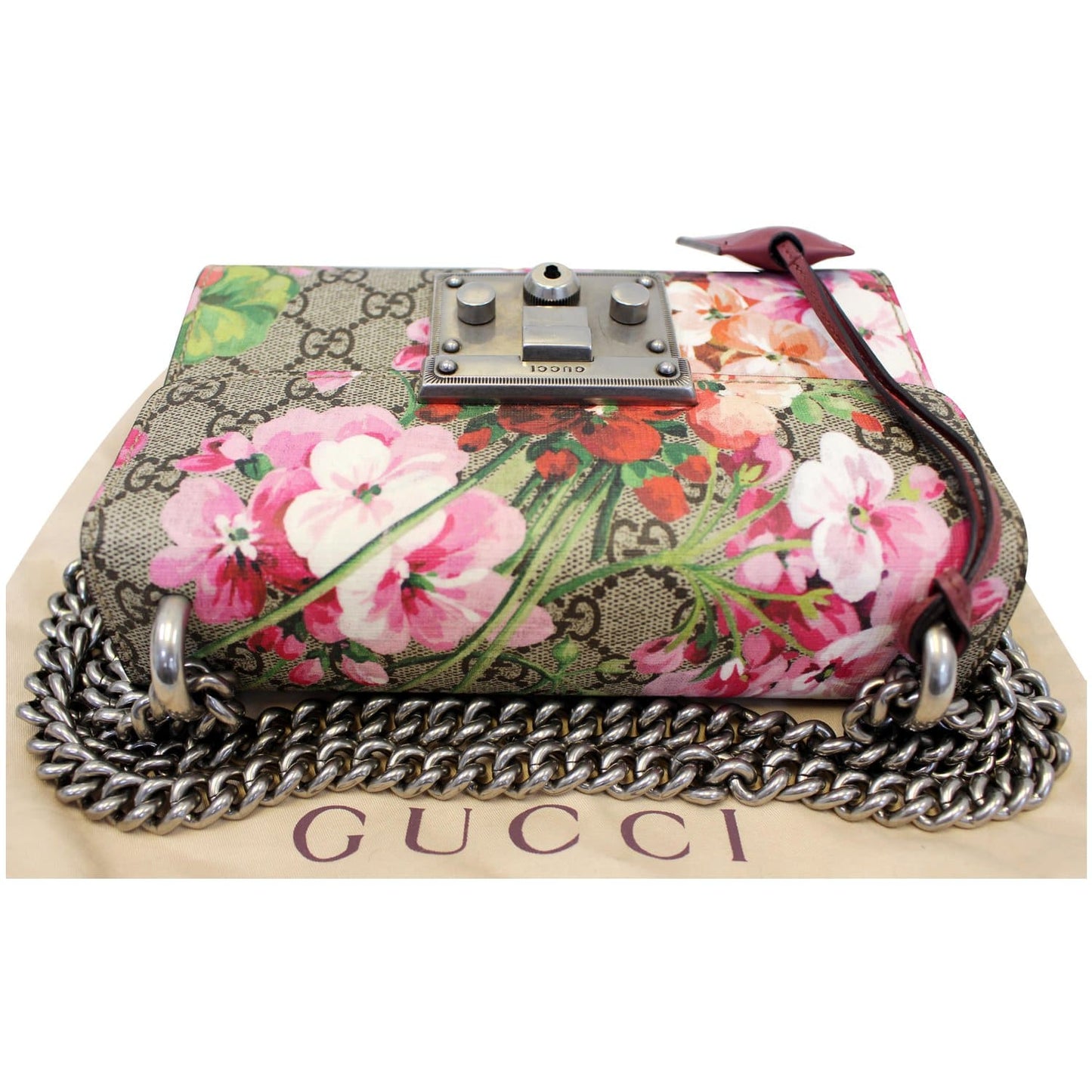 GUCCI Small Padlock GG Supreme Monogram Blooms Print Shoulder Bag