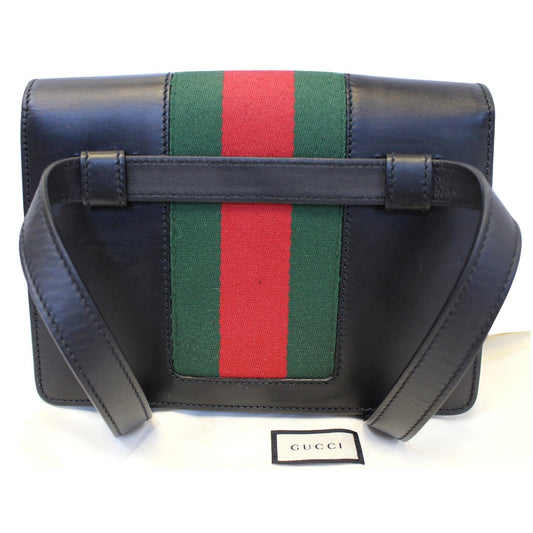 GUCCI Sylvie Calfskin Leather Belt Bumbag Black 476811