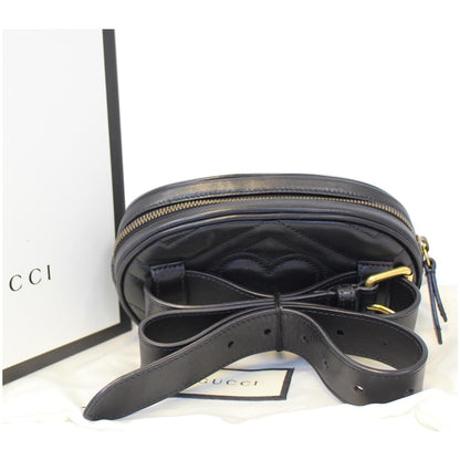 GUCCI GG Marmont Matelasse Black Leather Belt Bag 476434