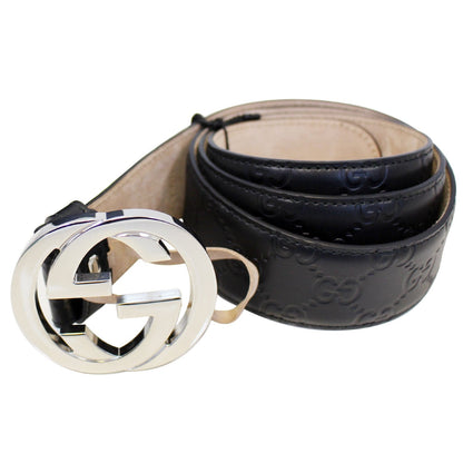 GUCCI Interlocking G Signature Leather Belt 411924