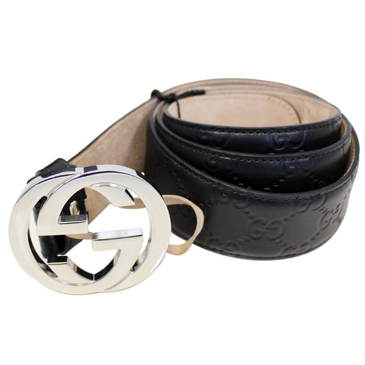 GUCCI Interlocking G Signature Leather Belt 411924